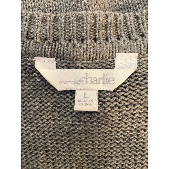 Charming Charlie Sweater Dress Sz Large Crew Neck Fair Isle Type Design Front - Picture 7 of 11